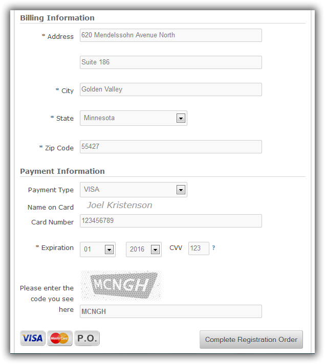 Sample Billing Information