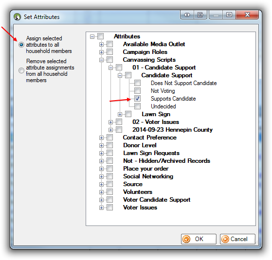 Assign selected attributes to list